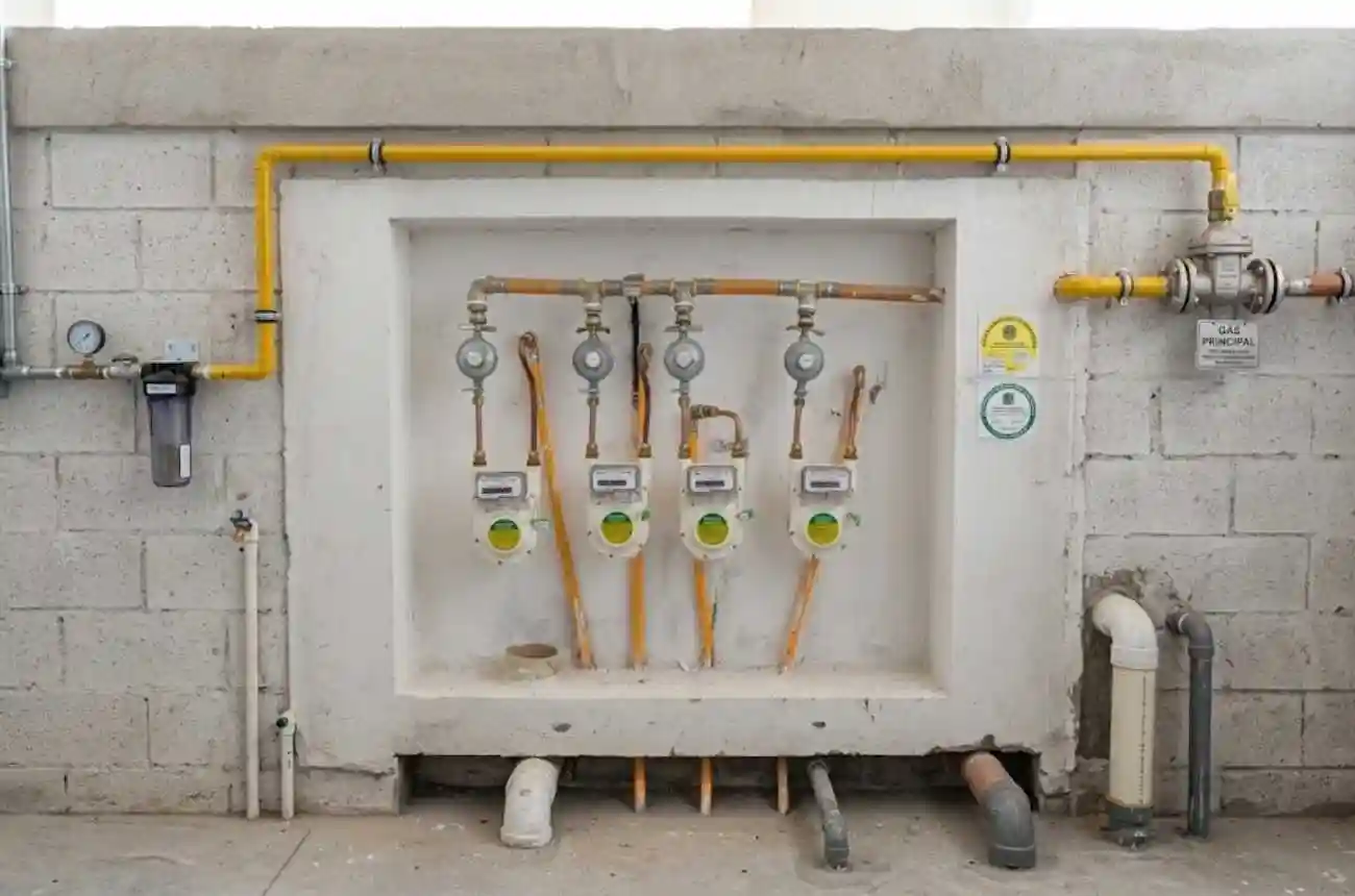 Tubulação de gás em obra acompanhada tecnicamente pela J & E